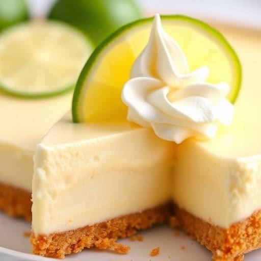 Key lime pie with graham cracker crust and whipped cream